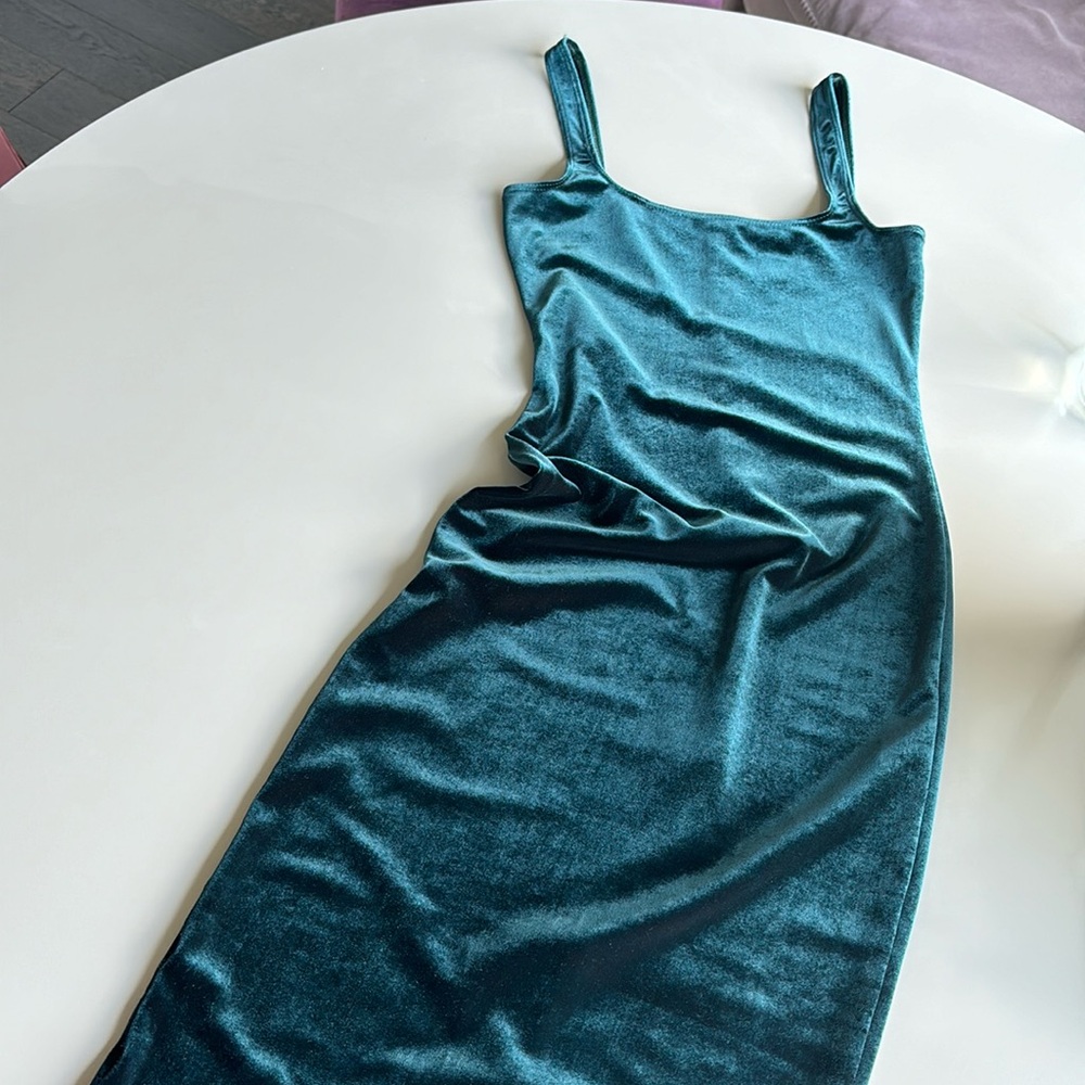 American Apparel peacock green/blue velvet dress